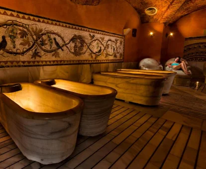 Foto de las bañeras que se encuentran en el spa de los Apartamentos La Plazuela 
