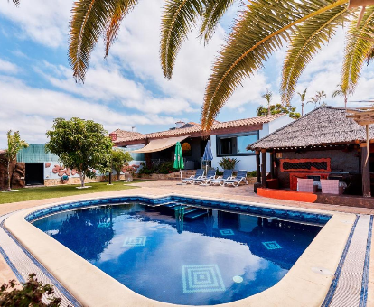 Foto de la piscina con palmeras de las Villas Anais