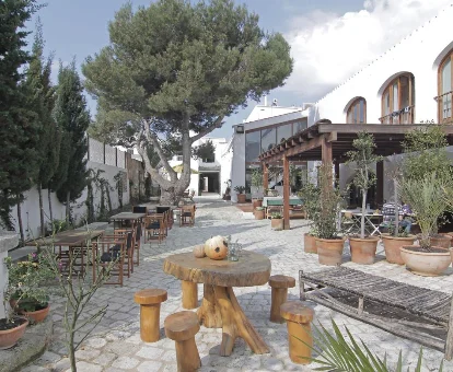 Patio trasero del hotel para adultos Coliving AdD LiVitum, Ciutadella