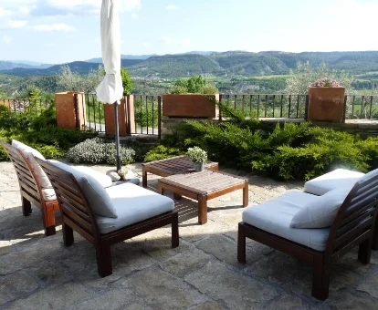 Terraza del Hotel Posada Al Vent - Adults Only en Coscojuela de Sobrarbe