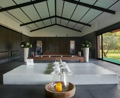 Zona de masajes del spa ubicado en la Finca El Cortiñal en Valencia de Alcántara