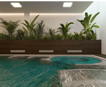Area de la piscina de hidromasaje del spa ubicado en el Hotel & Spa Oca IMI en Ourense
