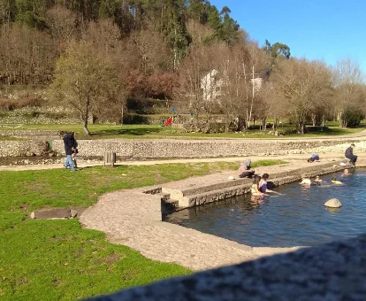 Piscina tipo rustica de la casa rural Sencodary Home en Lobios