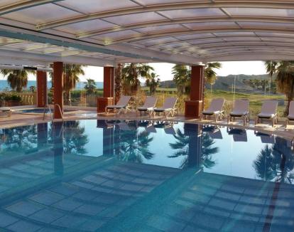 Foto de la piscina cubierta y jacuzzi del hotel.