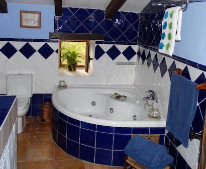 Foto de la bañera de hidromasaje en la habitación Doble del hotel rural Soños Del Jalon