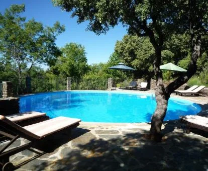 Piscina exterior rodeada de naturaleza de este precioso hotel rural.